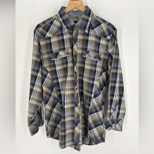 7 Diamonds Olive & Navy Plaid Button-Down Shirt